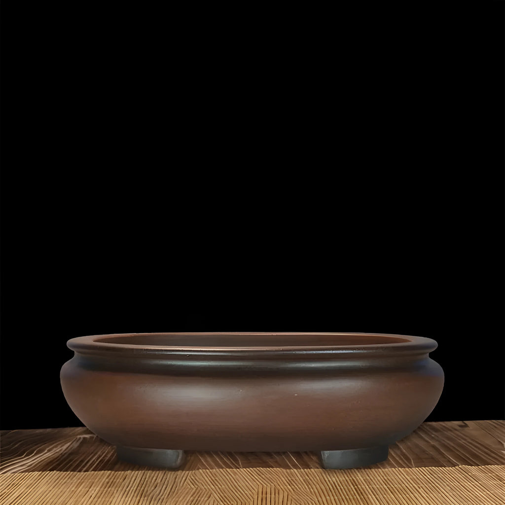 Purple clay handmade desktop flowerpot with classical styling for indoor office or home gardening