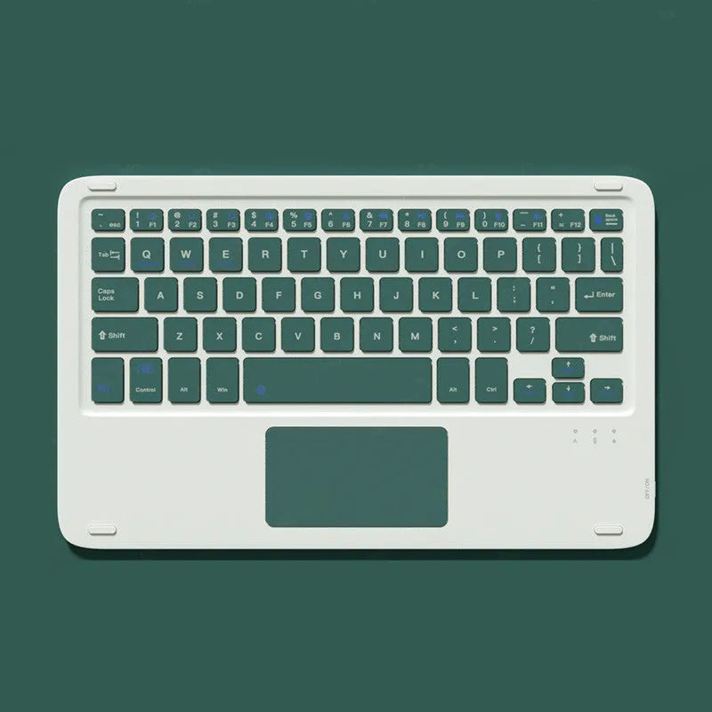 Pink wireless Bluetooth keyboard and matching dual-mode charging mouse on a desk