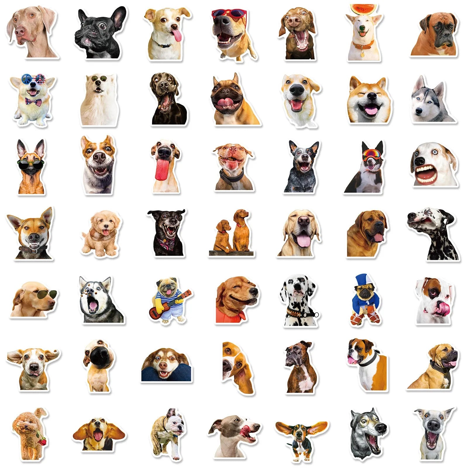 Realistic dog facial expression stickers in Nordic style designs, 100 sheet pack