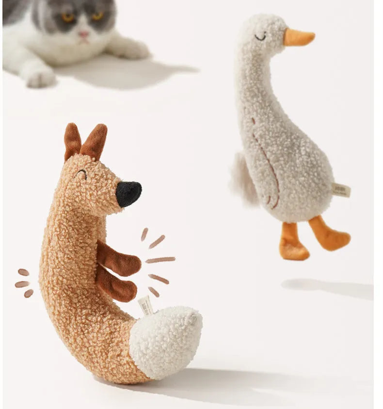 Cartoon dog toy in Fox and Duckling designs with teddy velvet fabric and sound paper for bite-resistant grinding