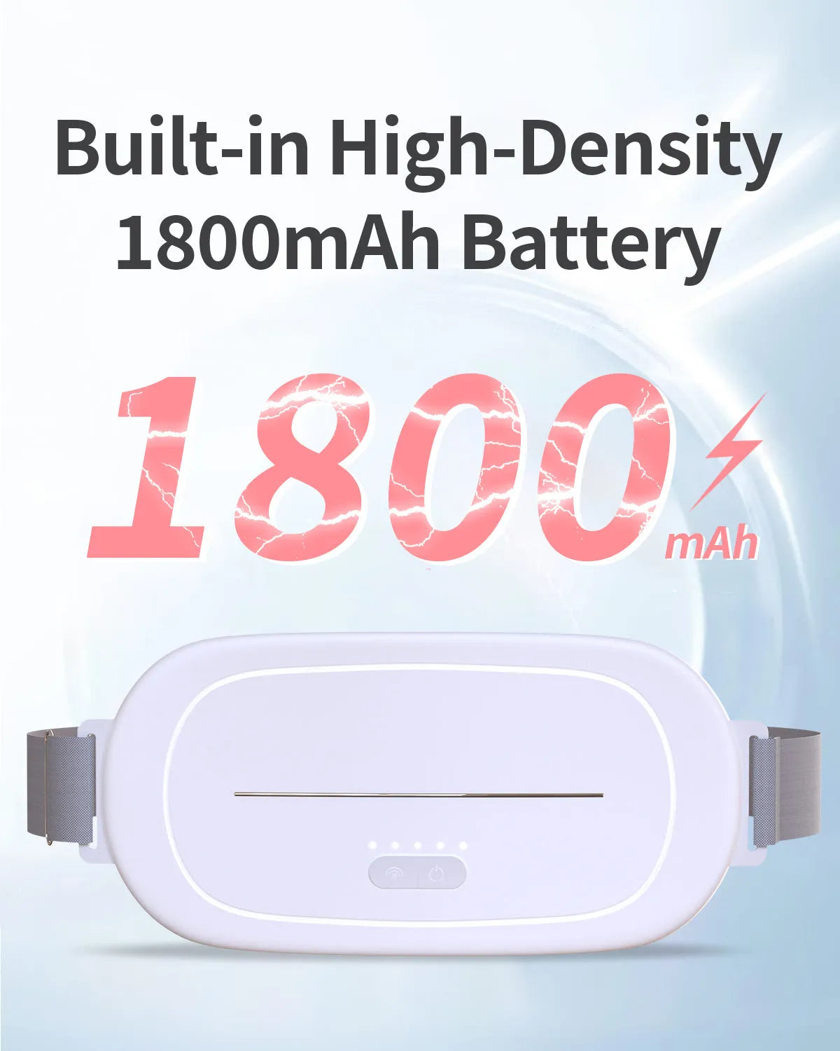 White silicone uterine warming device with USB connection cable and adjustable temperature control