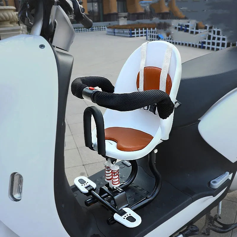High carbon steel front safety seat for children's battery scooter in black colour