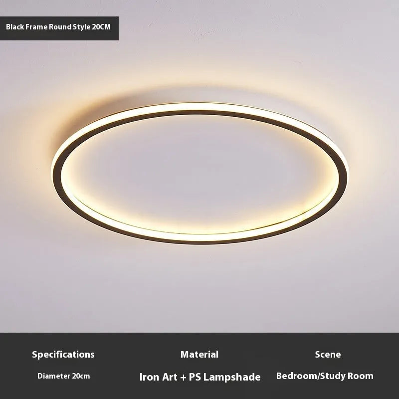 Minimalist modern LED ceiling lamp in black, gold or white finish available in 60cm and 80cm diameter sizes