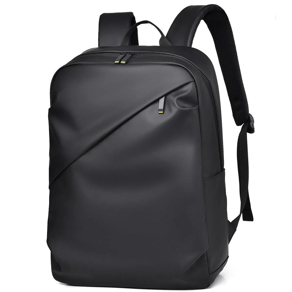 Large capacity waterproof backpack in black blue or grey colours made from PU leather with simple design