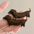 Dachshund dog shaped hair barrette clip with electroplated finish on mixed material
