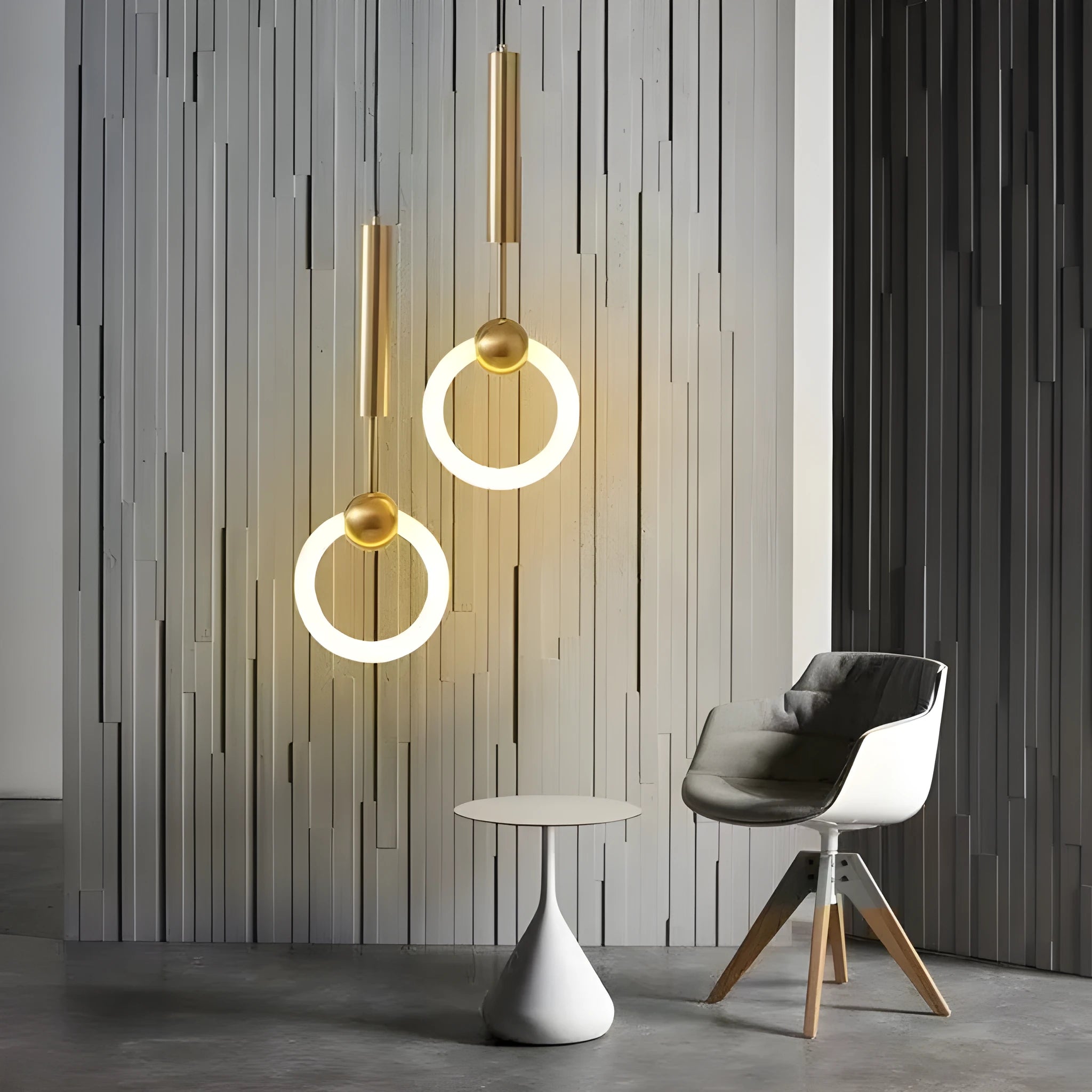 Nordic minimalist U-shaped pendant light for bedroom bedside with three-colour dimming