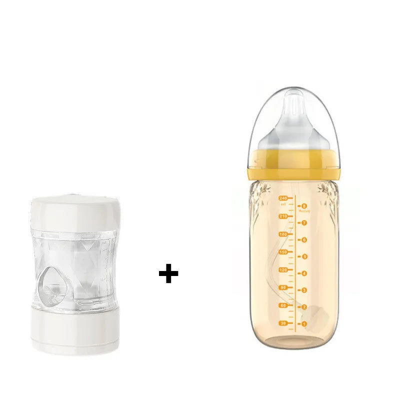 Baby constant temperature glass feeding bottle with USB heating sleeve and handle 240ml