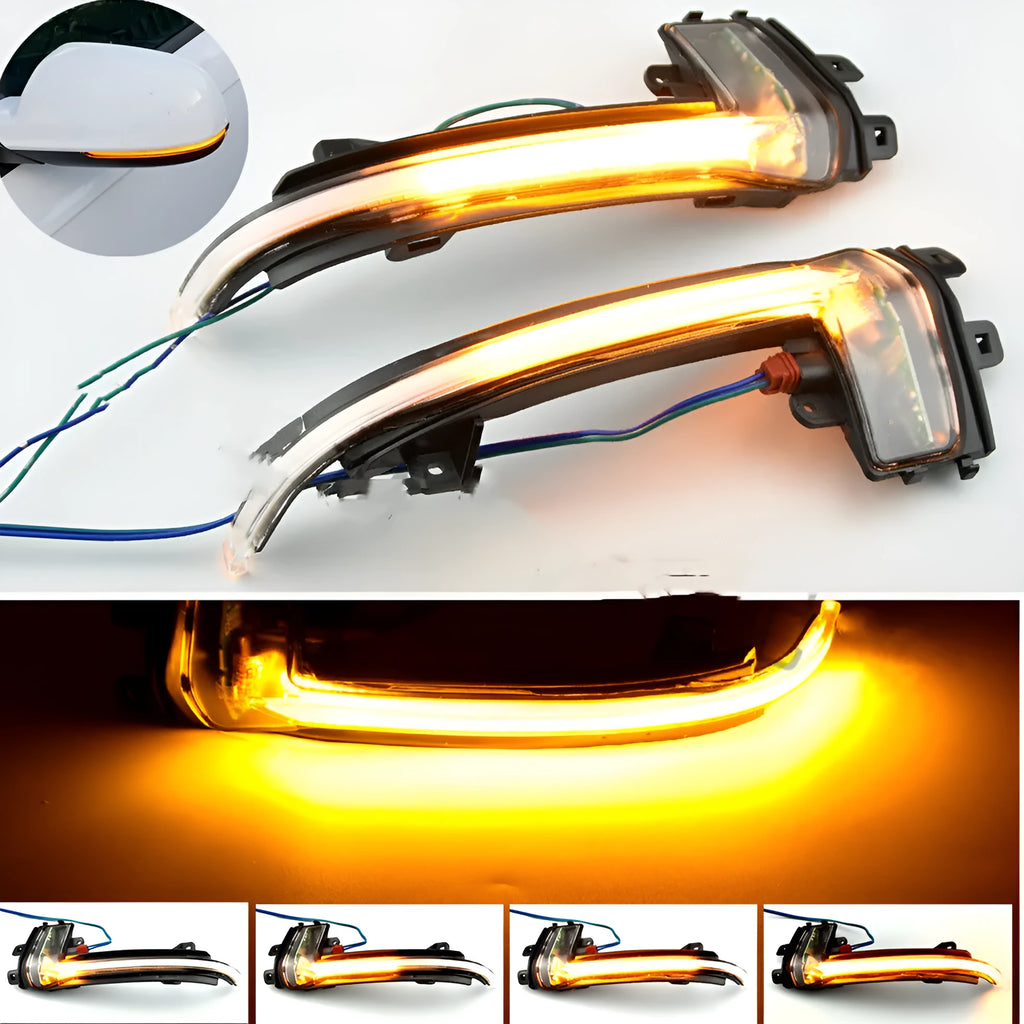 Audi B8 dynamic LED mirror turn signal in black or white finish