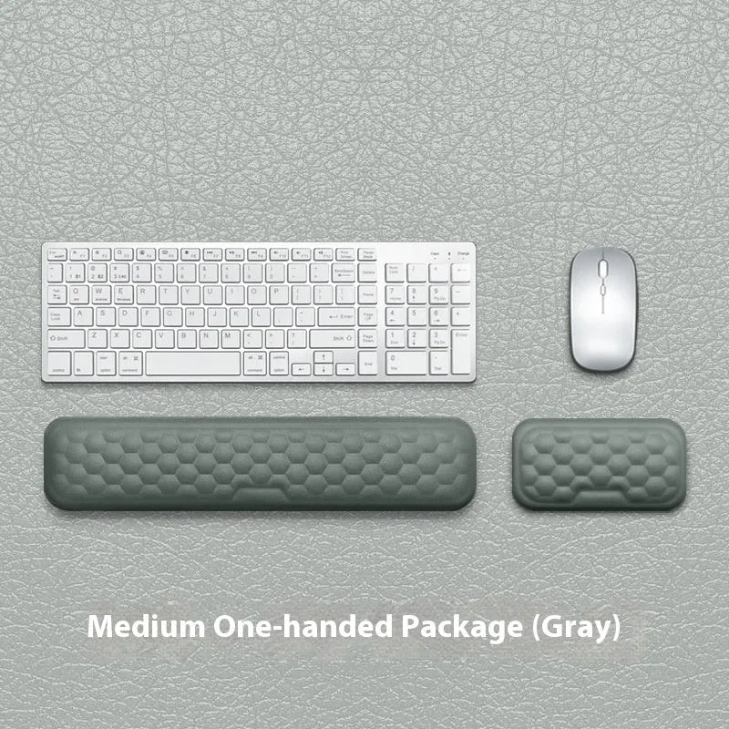 Memory foam computer wrist rest with silicone base in grey cloth cover style