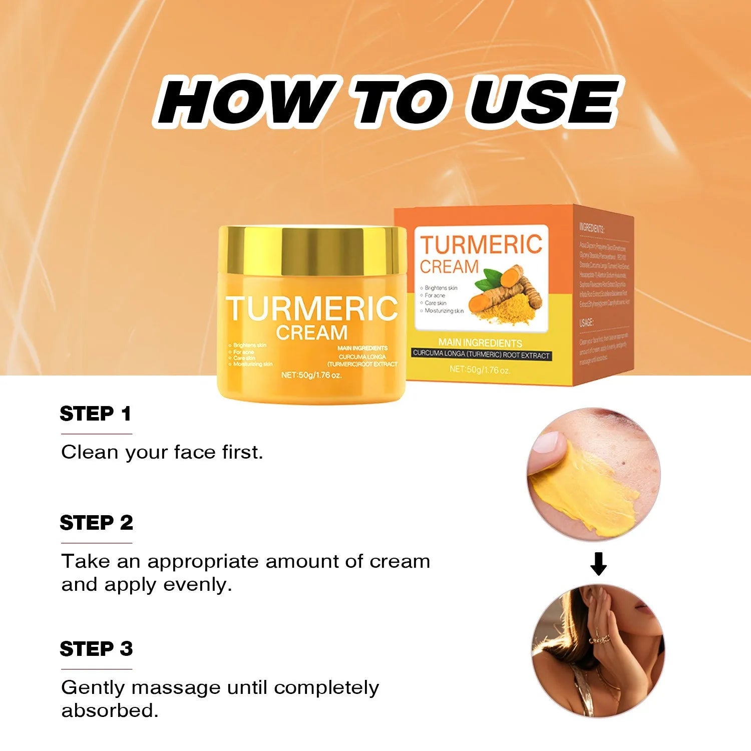 50g brightening moisturising cream jar with vitamin C and hyaluronic acid for facial hydration
