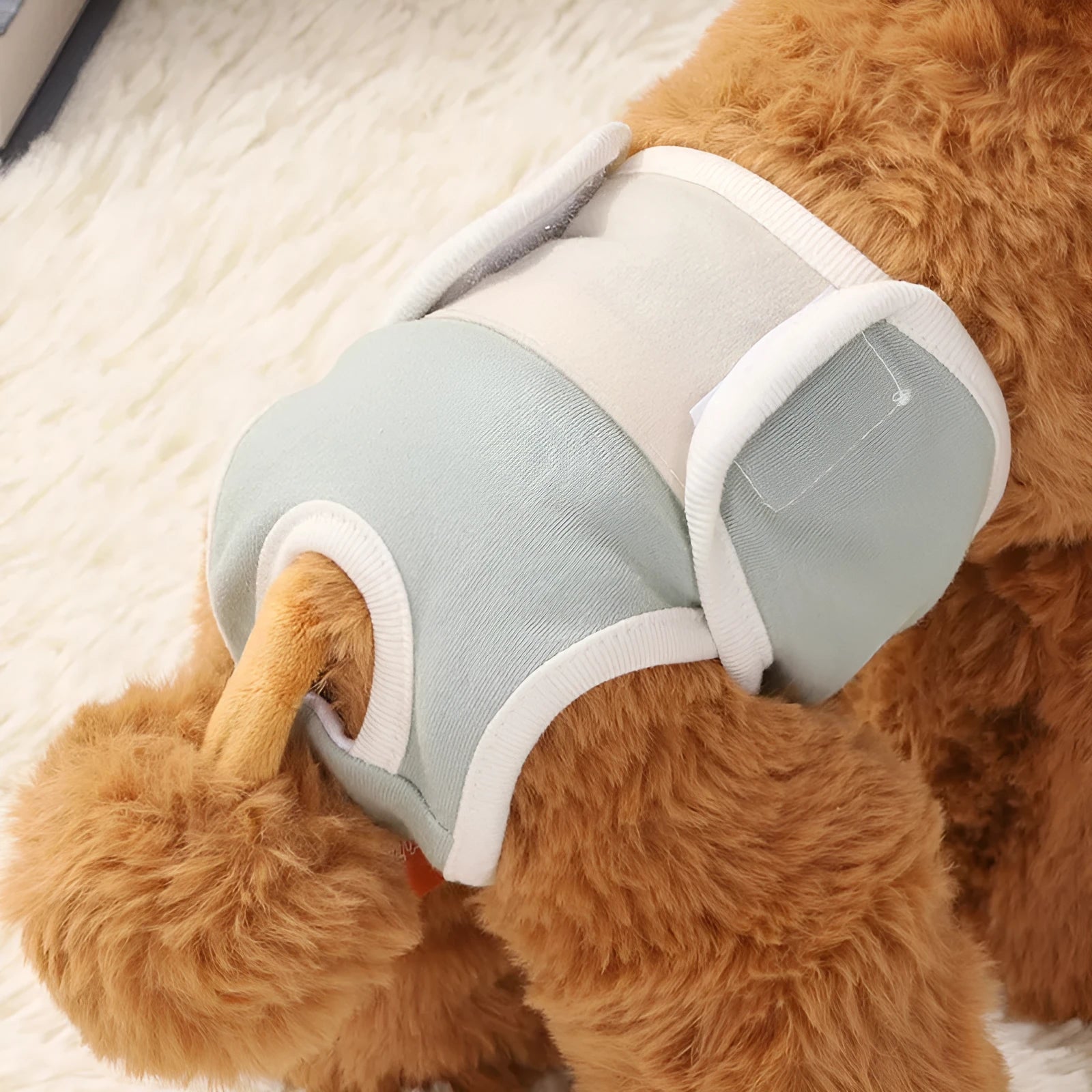 Light blue dog physical safety pants made from breathable pure cotton with elasticated waist