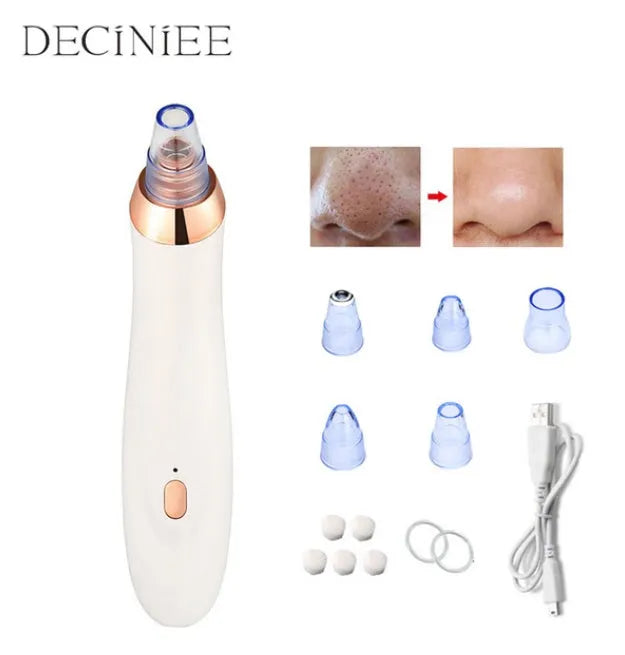 Electric blackhead remover tool with vacuum suction and multiple nozzle attachments