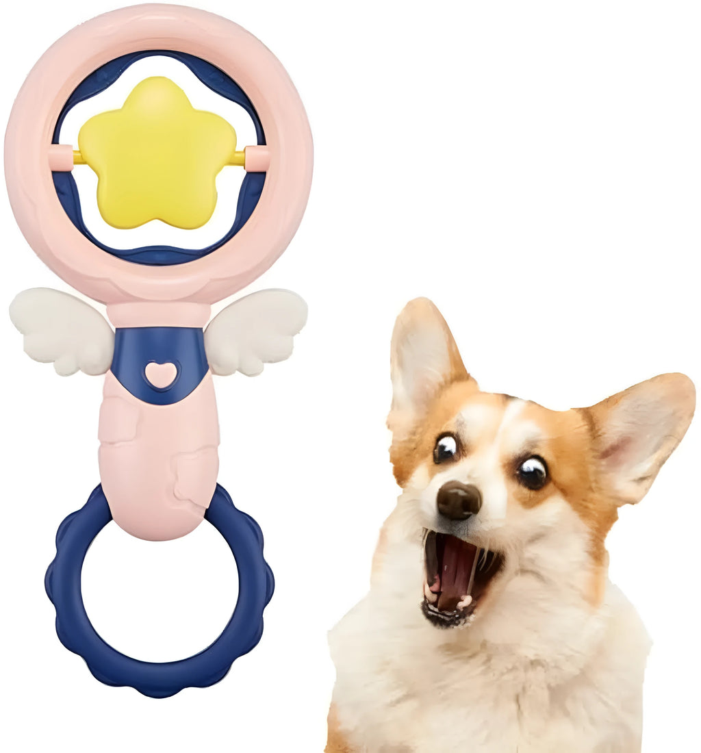 Pink durable dog chew toys for large breeds with dental cleaning features and squeaky elements