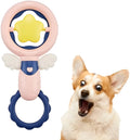 Pink durable dog chew toys for large breeds with dental cleaning features and squeaky elements