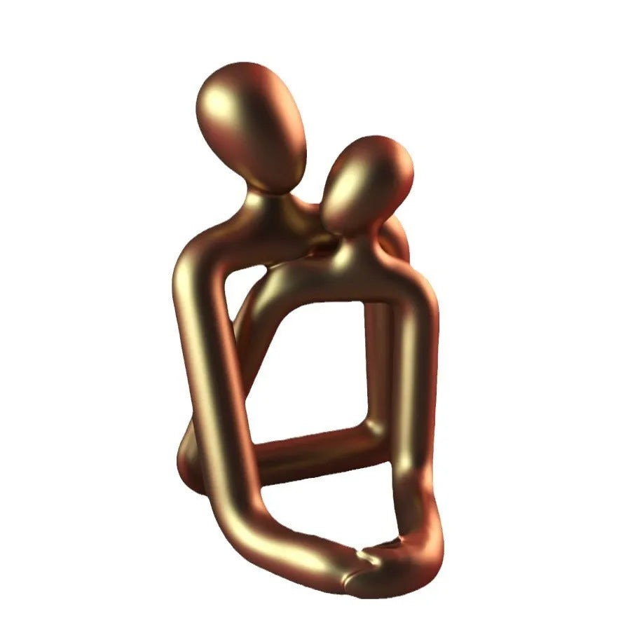 Modern simple style loving couple resin statue in milky white or gold colour for home decor
