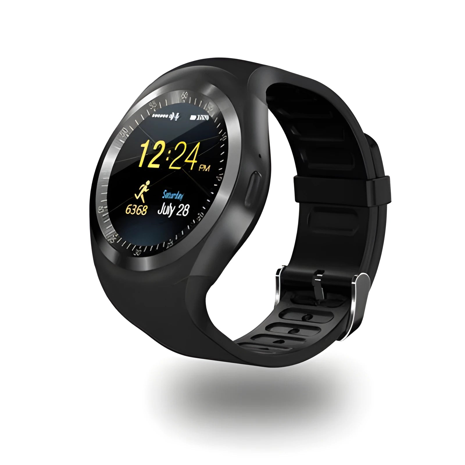 Pedometer Bluetooth card watch with 1.5-inch OLED screen and silicone strap in English white