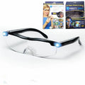 Transparent black USB LED reading glasses with scheduled timer function