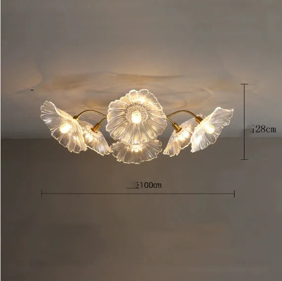 Modern simple creative flower ceiling lamp with multiple heads for bedroom or hall lighting.