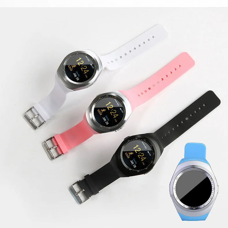 Pedometer Bluetooth card watch with 1.5-inch OLED screen and silicone strap in English white