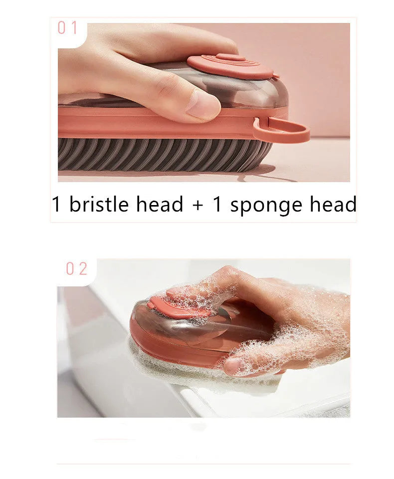 Automatic liquid cleaning brush with ergonomic ABS handle and replaceable brush head for household cleaning