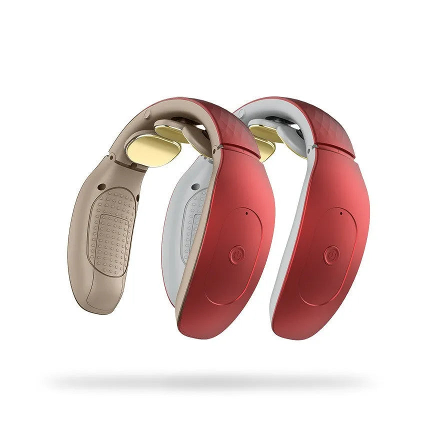Intelligent cervical and personal massager in red or white with three massage contacts.