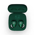 Black and Green Z1 true wireless Bluetooth in-ear headphones with charging case.