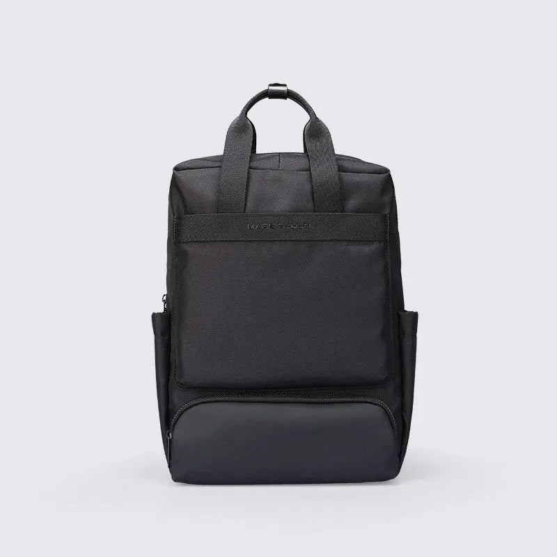 Elegant black Oxford cloth computer backpack with 20-35L capacity shown front view