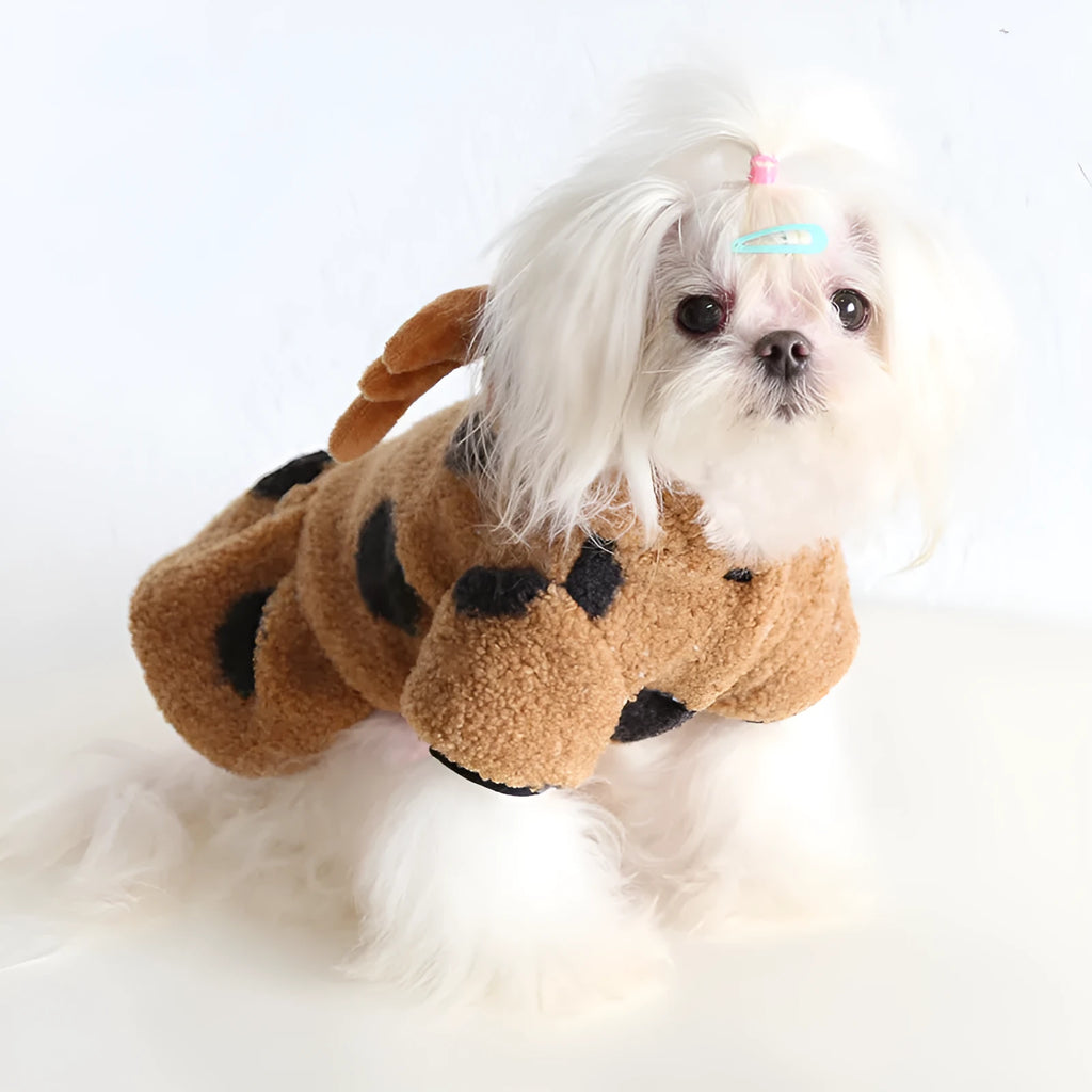 Polka dot elk couple print pet clothing for dogs and cats in skirt-style and four-legged designs
