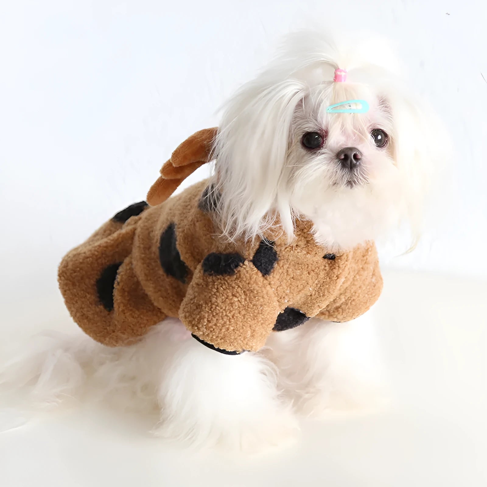 Polka dot elk couple print pet clothing for dogs and cats in skirt-style and four-legged designs