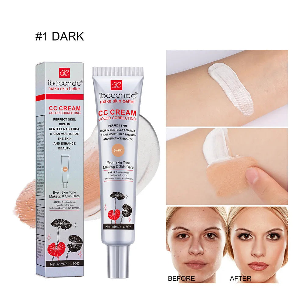 Erborian CC Cream tube in dark and light shade options for colour correcting makeup.