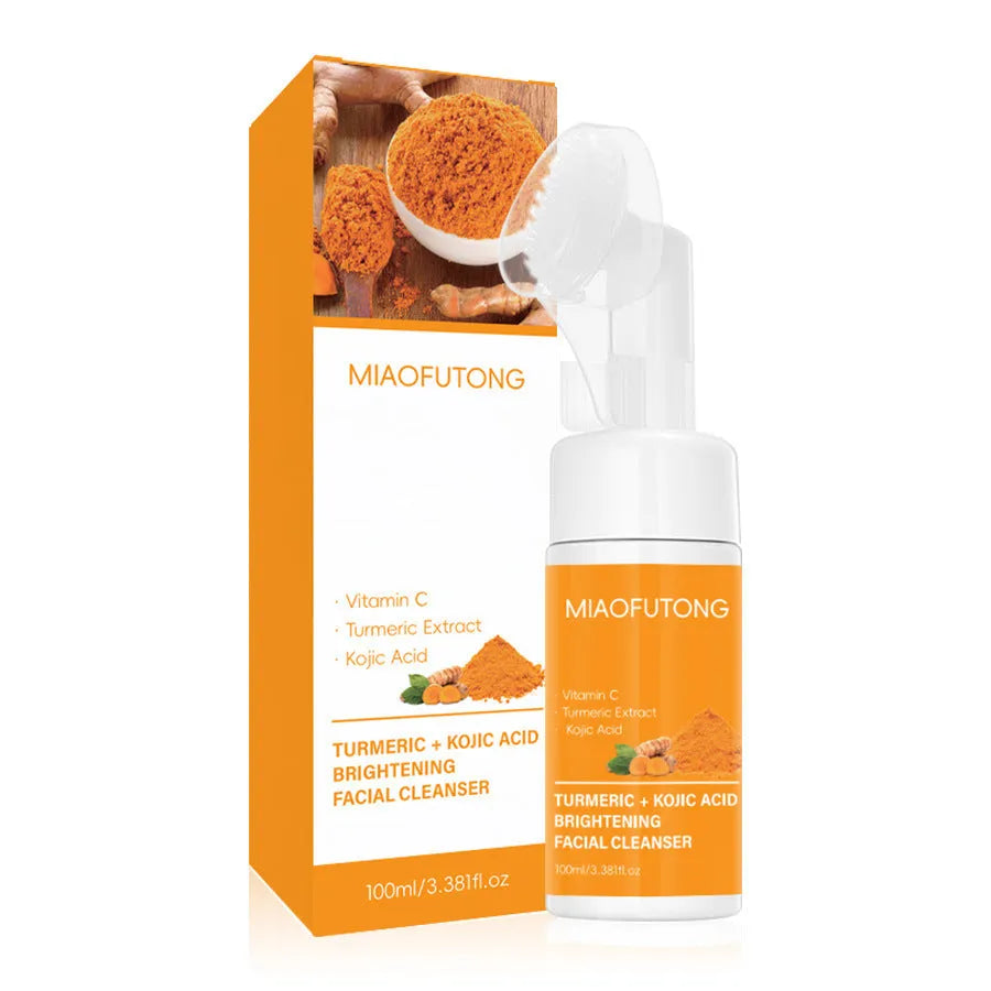 Turmeric cleansing mousse facial cleaning pad set with 30 reusable pads and ginger soap
