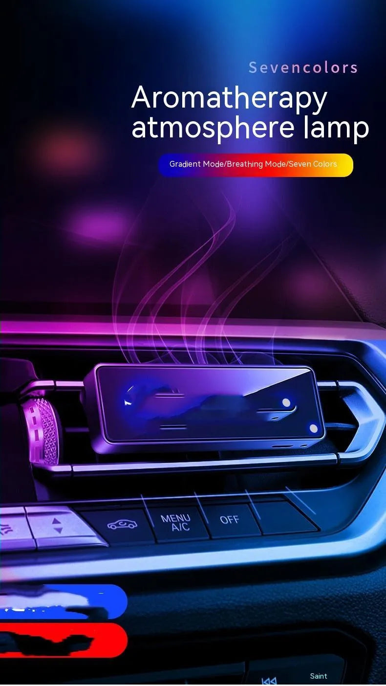 Black automobile aromatherapy air outlet ambience light with LED illumination for car interior