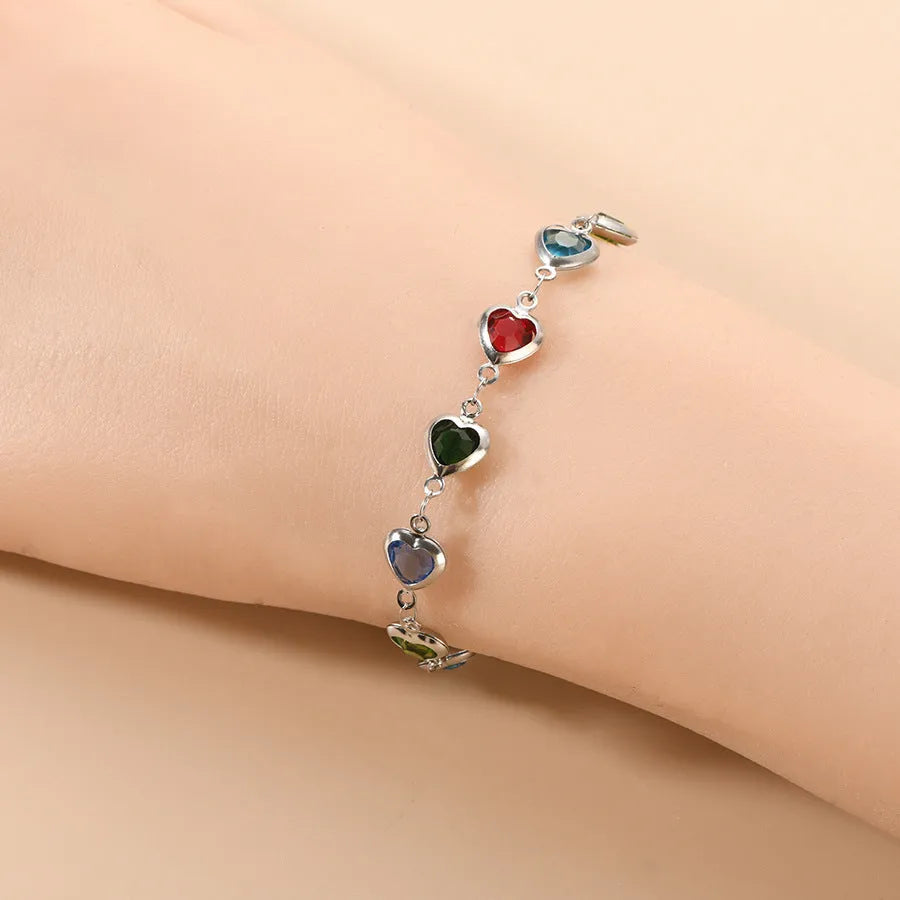 Stainless steel geometric devil's eye heart bracelet with electroplated colour options