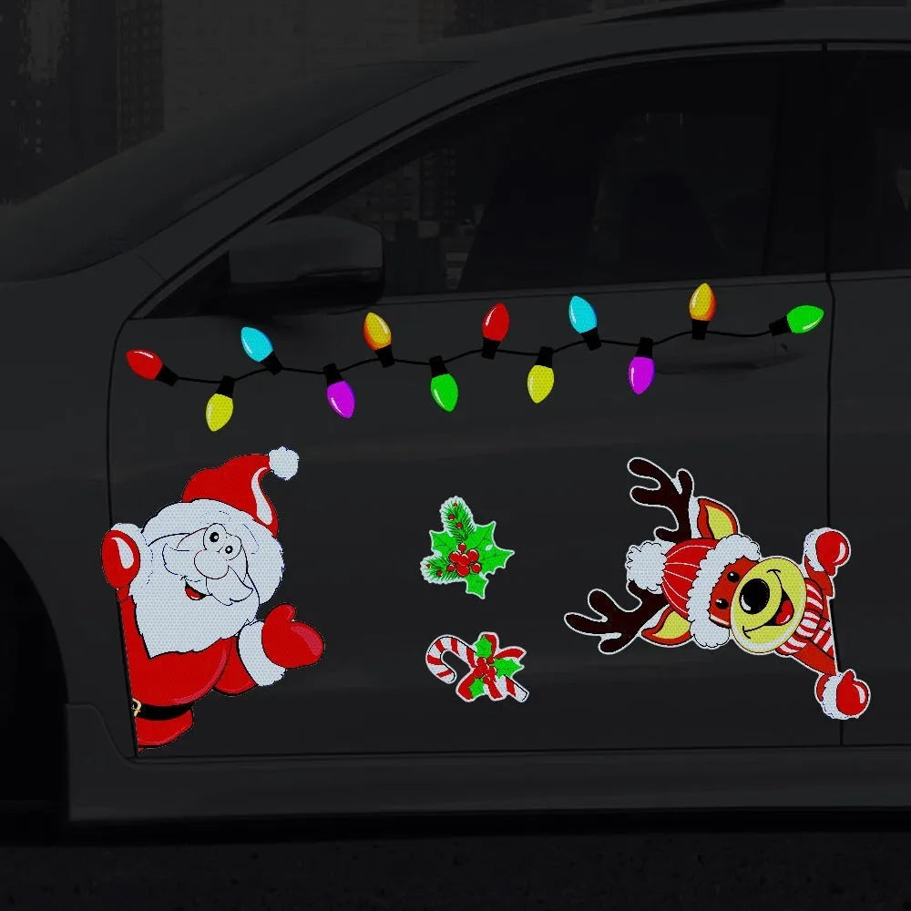 Christmas elk cartoon reflective magnetic sticker medium size RFM026 colour
