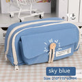 Large capacity Korean style canvas pencil case storing multiple pens in green colour option