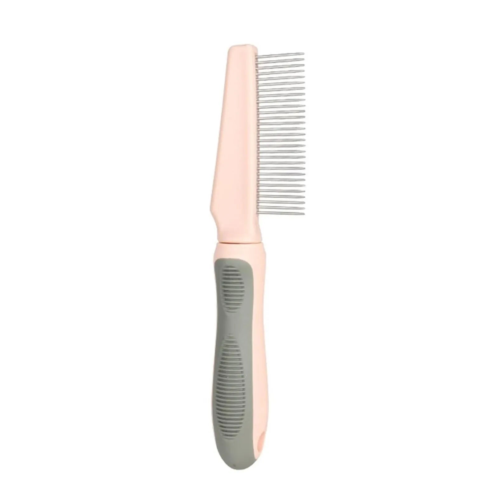 Blue pet detangler comb with multiple needle types and a rubber handle for grooming dogs and cats