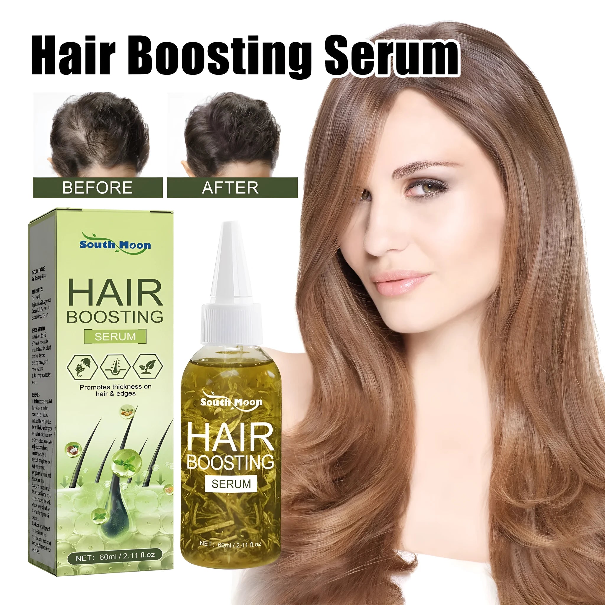 60ml bottle of anti-fall repair hair essential oil for dry hair tails and manic hair.