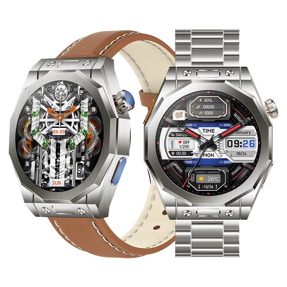 Smart watch with health monitoring and Bluetooth call on a wrist, TFT screen display showing data