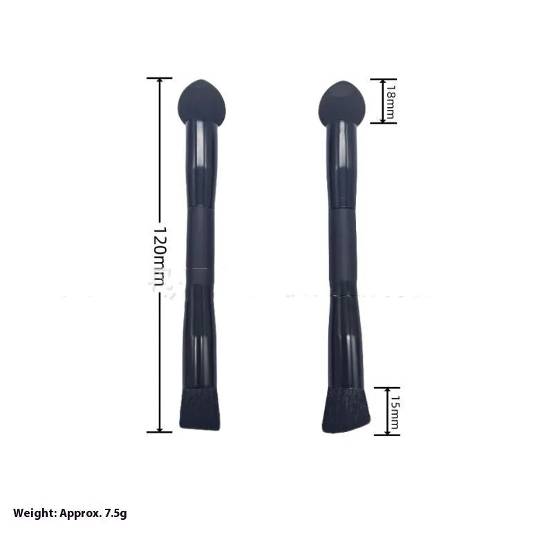 Black sponge tip concealer brush with a wooden handle for applying makeup to dark circles.