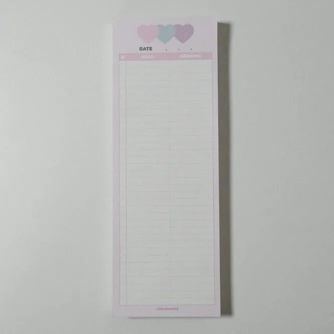 Vertical double-sided English words notepad in B5 half size with pink, purple and blue colour options