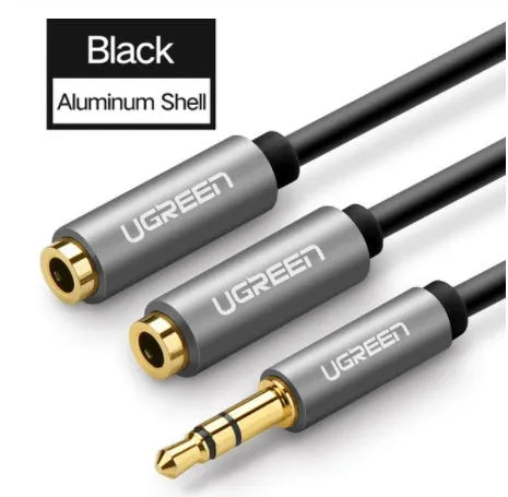 3.5mm gold-plated audio cable with 20cm length and TPE outer quilting in black, grey, or white colours