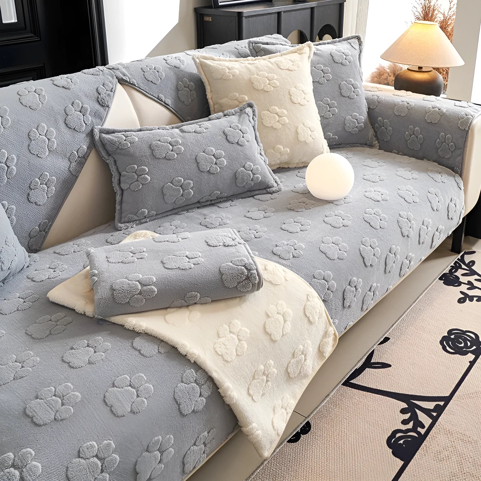 Thickened fleece non-slip sofa cushion 45x45cm in solid colour modern simplicity style