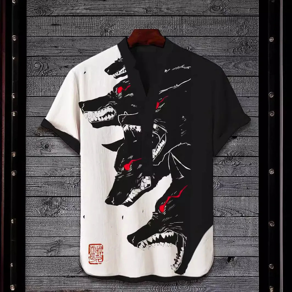 Men's grey short sleeve t-shirt with a colourful 3D digital tiger print graphic on the front.