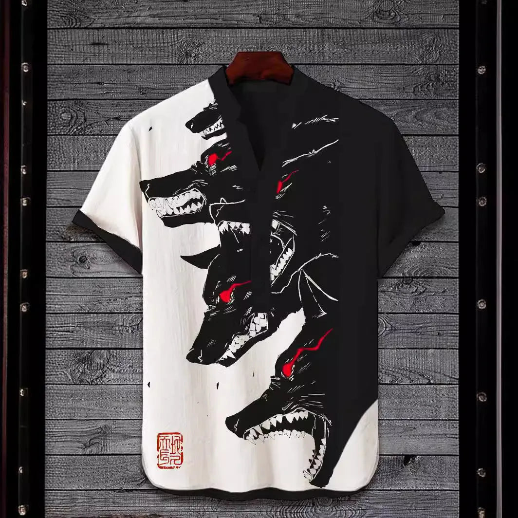 Men's grey short sleeve t-shirt with a colourful 3D digital tiger print graphic on the front.