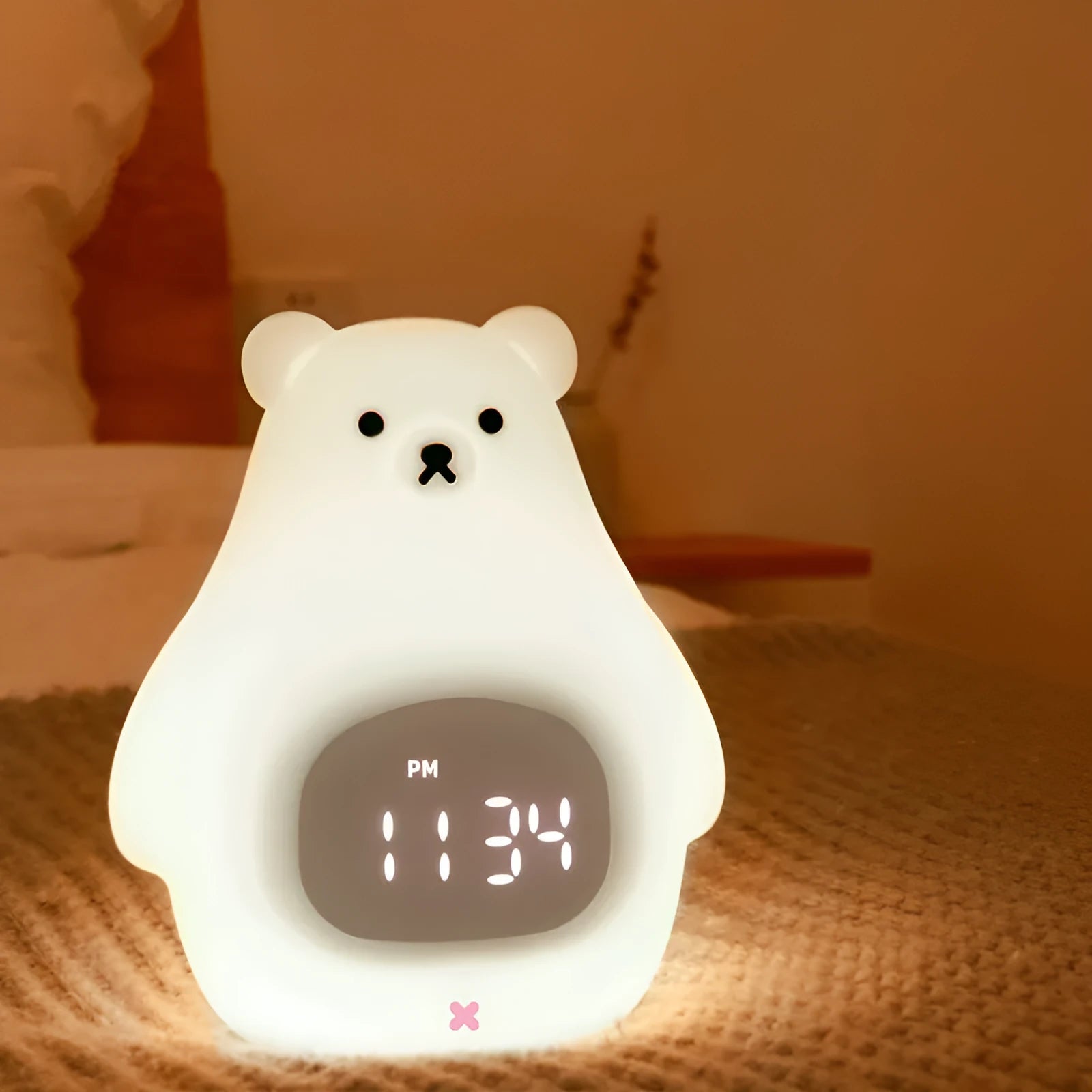 Big white bear cartoon silicone night light with remote control and timer functions