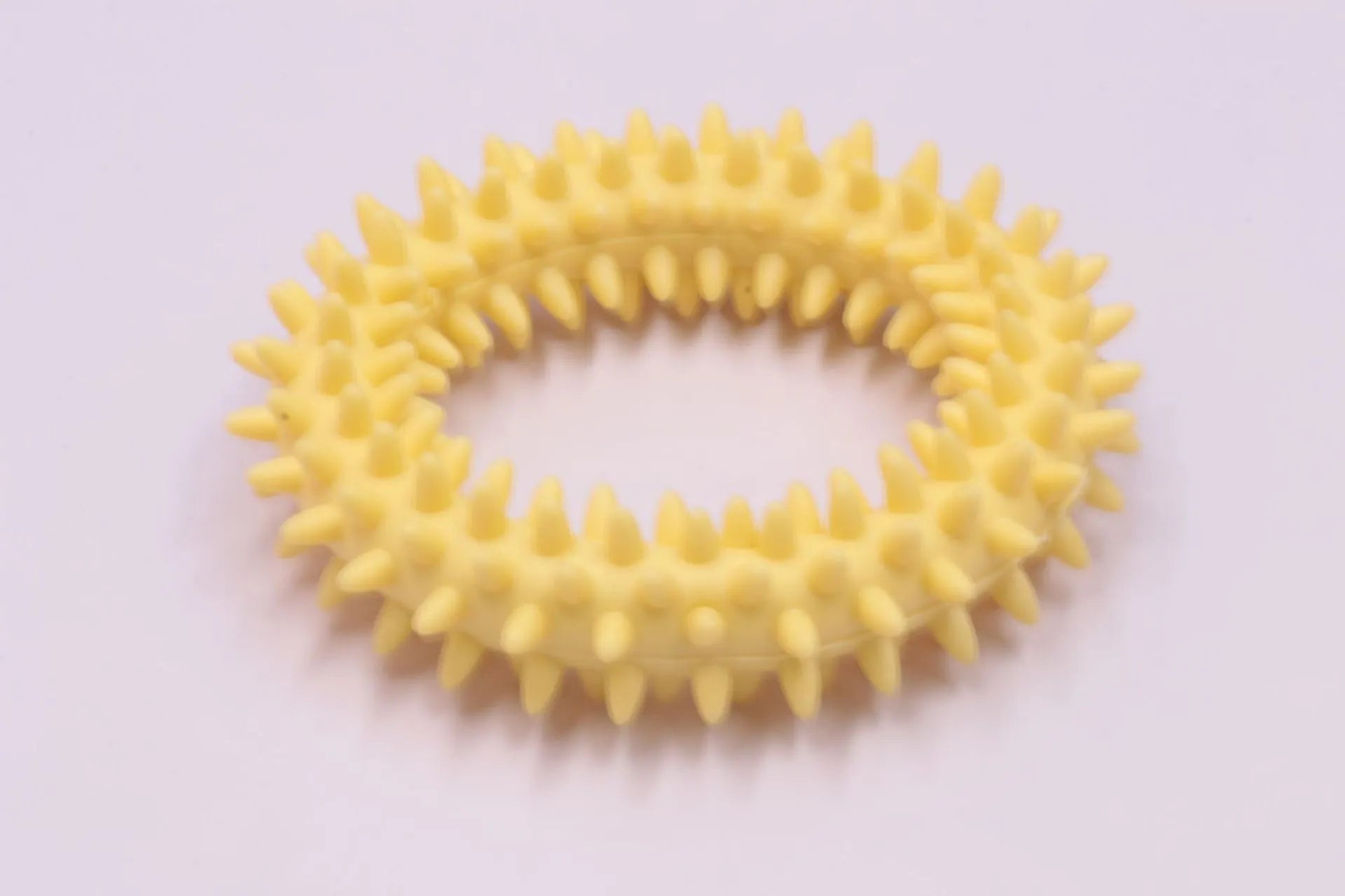 Blue spiked circle ring dog chew toy made from TPR for dental cleaning and bite training.