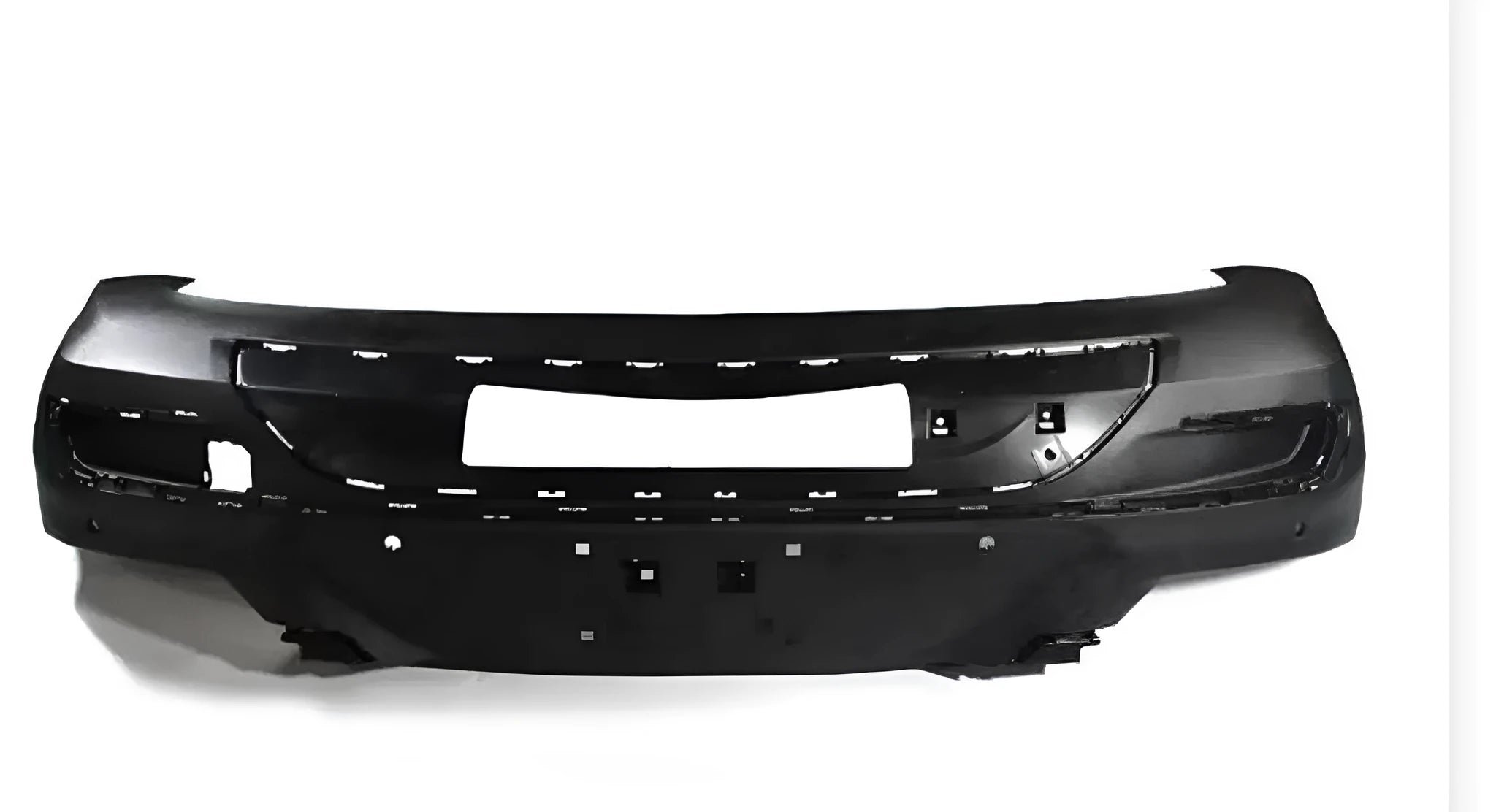 Black plastic front bumper for Toyota Hilux, universal replacement part.