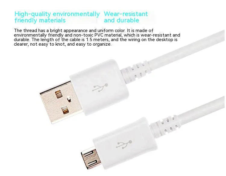 Black Android Micro USB charging and data cable with 1 metre length