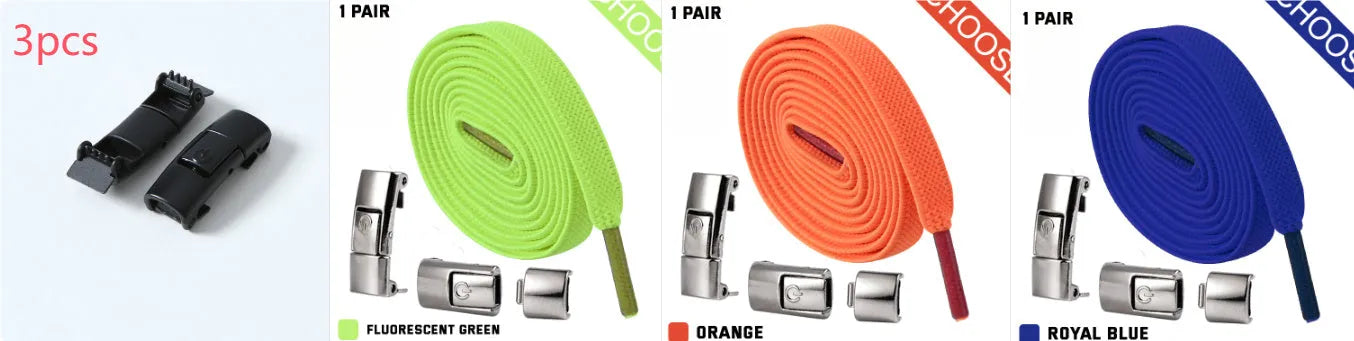 Press lock elastic shoelace with 8mm flat width and cotton weave on a trainer.