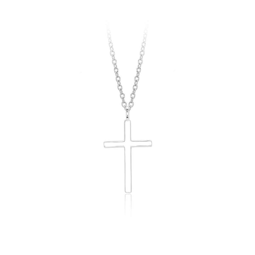 S925 sterling silver cross pendant necklace on O-chain with adjustable length